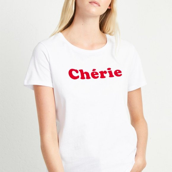 NWT FRENCH CONNECTION CHERIE SLOGAN T-SHIRT - Picture 4 of 9